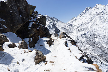 Image showing Snow mountains peak in Nepal Himalaya 