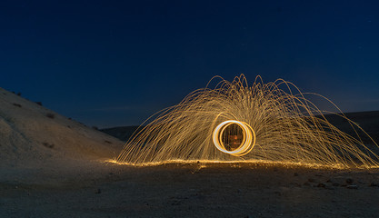 Image showing Light painting in desert