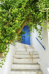 Image showing Aged Blue door in Andalusian style from Sidi Bou Said