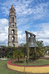 Image showing Manaca Iznaga Tower and bell in Valley of the Sugar Mills