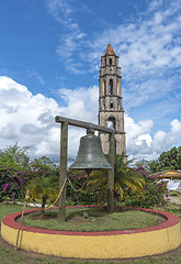 Image showing Manaca Iznaga Tower and bell in Valley of the Sugar Mills