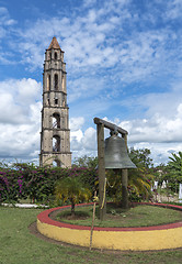 Image showing Manaca Iznaga Tower and bell in Valley of the Sugar Mills