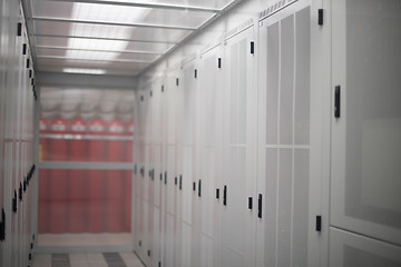 Image showing modern server room with white servers