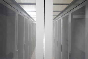 Image showing modern server room with white servers