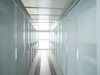 Image showing modern server room with white servers