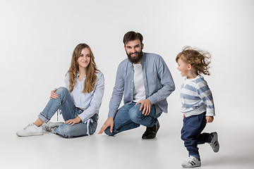 Image showing A happy family on white background