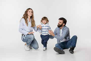 Image showing A happy family on white background