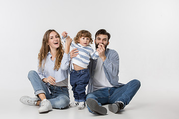 Image showing A happy family on white background