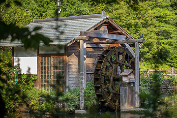 Image showing Old wooden mill in japanese style in Tokyo.