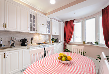 Image showing Luxury modern white kitchen interior