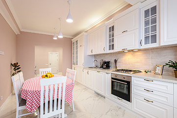 Image showing Luxury modern white kitchen interior