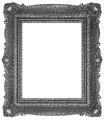 Image showing Old wooden silver plated rectangle Frame Isolated on white