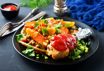 Image showing vegetables with chicken leg