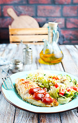 Image showing fried chicken breast and salad