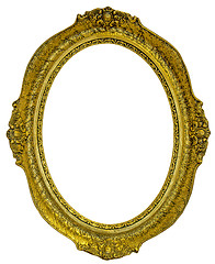 Image showing Antique gilded oval Frame Isolated on white 