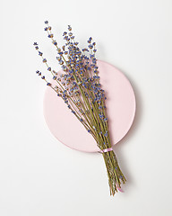 Image showing Natural organic lavender bouquet on a round frame.