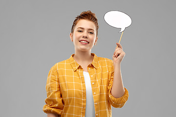 Image showing red haired teenage girl holding speech bubble