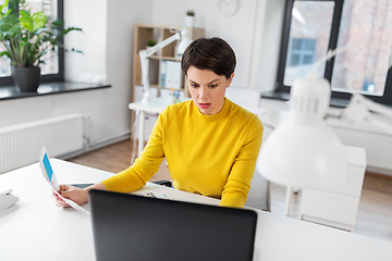 Image showing businesswoman woman with laptop computer at office