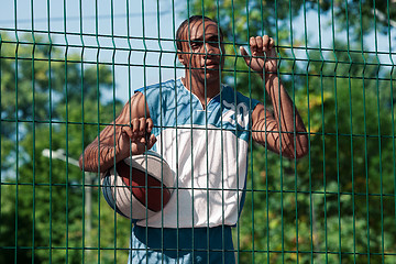 Image showing Picture of young resting african basketball player