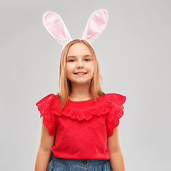 Image showing happy girl wearing easter bunny ears headband