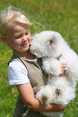 Image showing Girl and Puppy