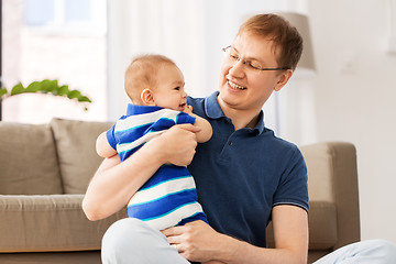 Image showing happy father with baby son at home