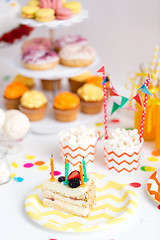 Image showing piece of cake on plate at birthday party