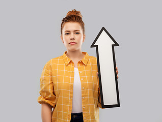 Image showing red haired teenage girl with arrow showing up