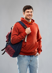 Image showing young man or student with school bag or backpack