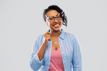 Image showing happy african american woman with big glasses