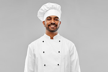 Image showing happy male indian chef in toque