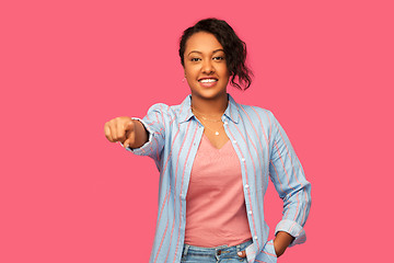 Image showing african american woman pointing finger to you