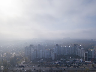 Image showing Multi-story buildings city structure with road.