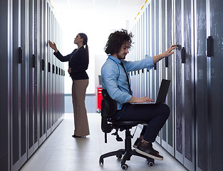 Image showing technicians working together on servers