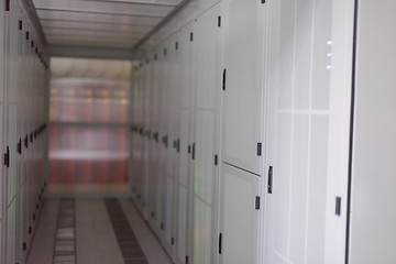 Image showing modern server room with white servers