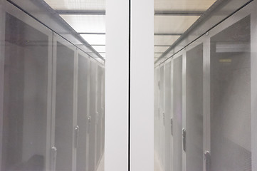 Image showing modern server room with white servers