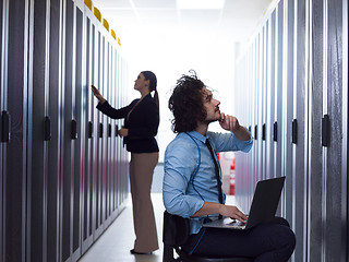 Image showing technicians working together on servers