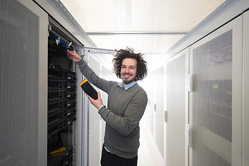 Image showing technician using digital cable analyzer