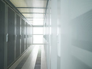 Image showing modern server room with white servers