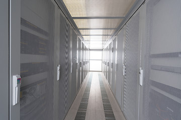 Image showing modern server room with white servers