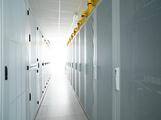 Image showing modern server room with white servers