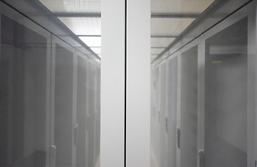 Image showing modern server room with white servers