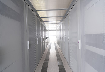 Image showing modern server room with white servers