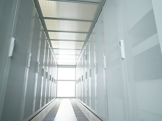 Image showing modern server room with white servers