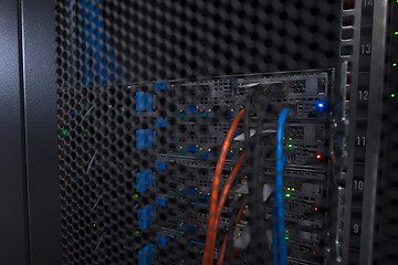 Image showing closeup of a modern data center hardware