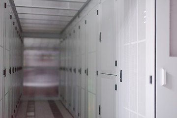 Image showing modern server room with white servers