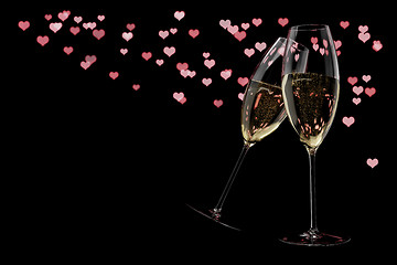 Image showing champagne glasses Valentine\'s Day clink glasses