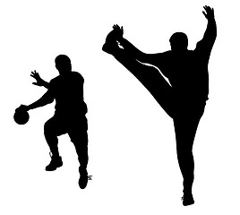 Image showing Handball player and goalkeeper