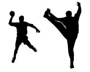 Image showing Handball player and goalkeeper