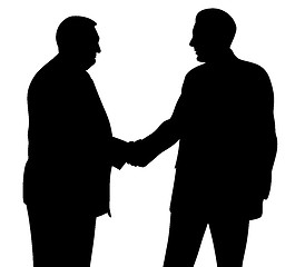 Image showing Two businessmen senior and young shaking hands